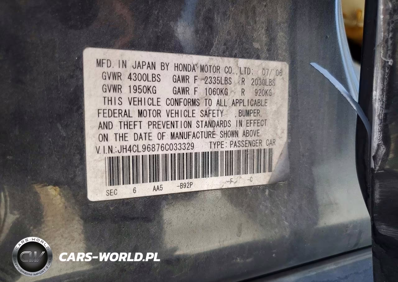2006 Acura Tsx VIN:JH4CL96876C033329 - 13