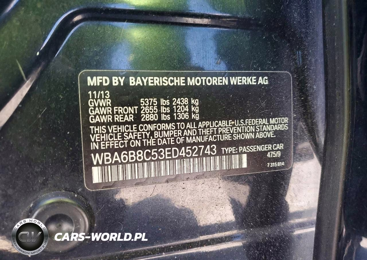 2014 BMW 640 Xi Gran Coupe VIN:WBA6B8C53ED452743 - 12
