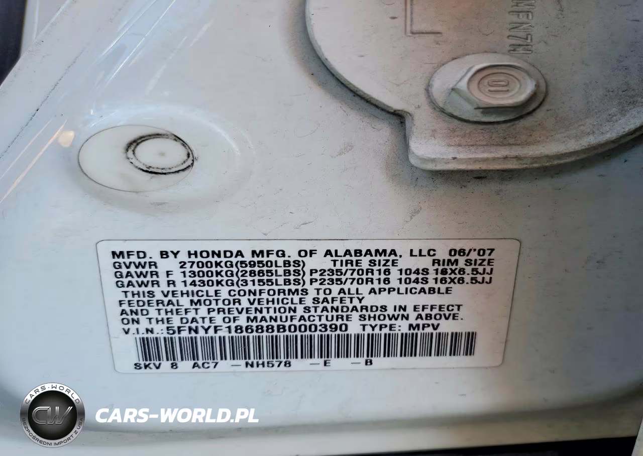 2008 Honda Pilot Exl VIN:5FNYF18688B000390 - 13