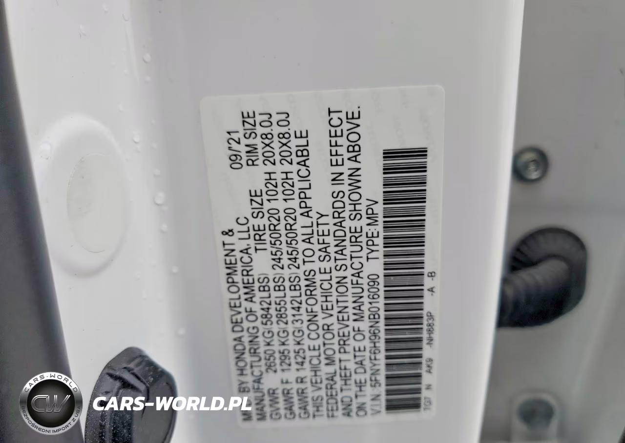 2022 Honda Pilot Touring VIN:5FNYF6H96NB016090 - 13