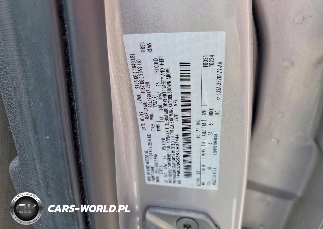 2019 Ford Escape Se VIN:1FMCU9G98KUB07444 - 13