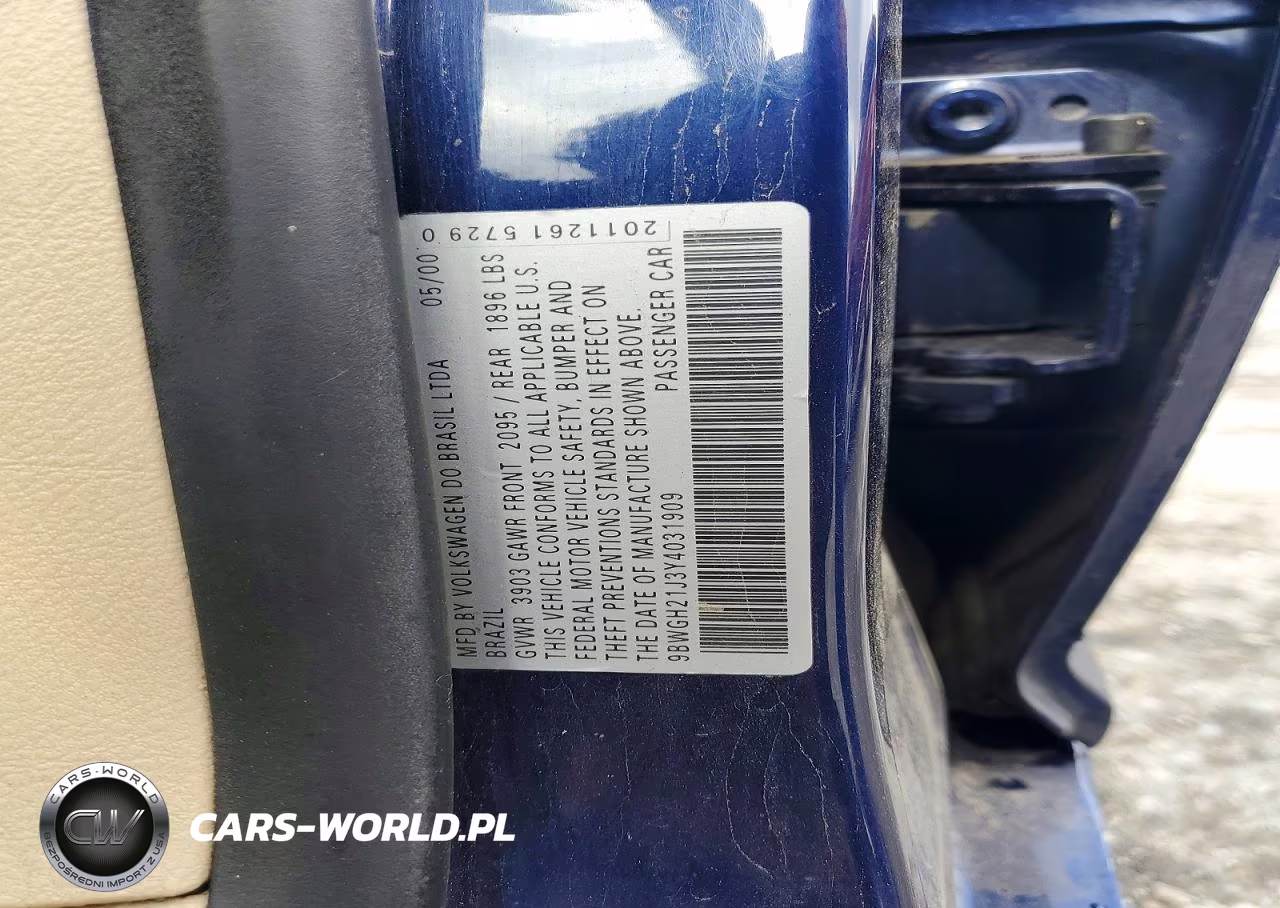 2000 Volkswagen Golf Gls VIN:9BWGH21J3Y4031909 - 13