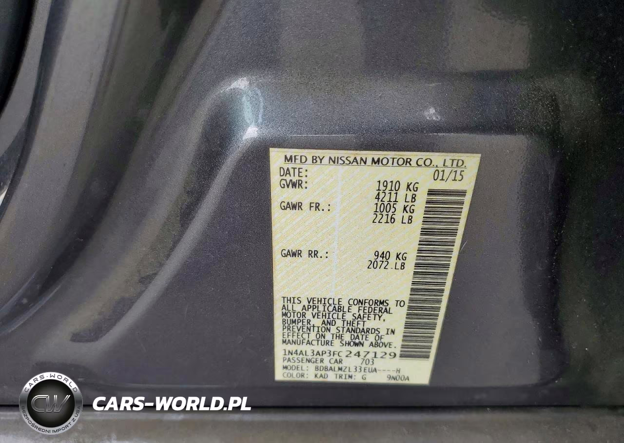 2015 Nissan Altima 2.5 Sv VIN:1N4AL3AP3FC247129 - 12
