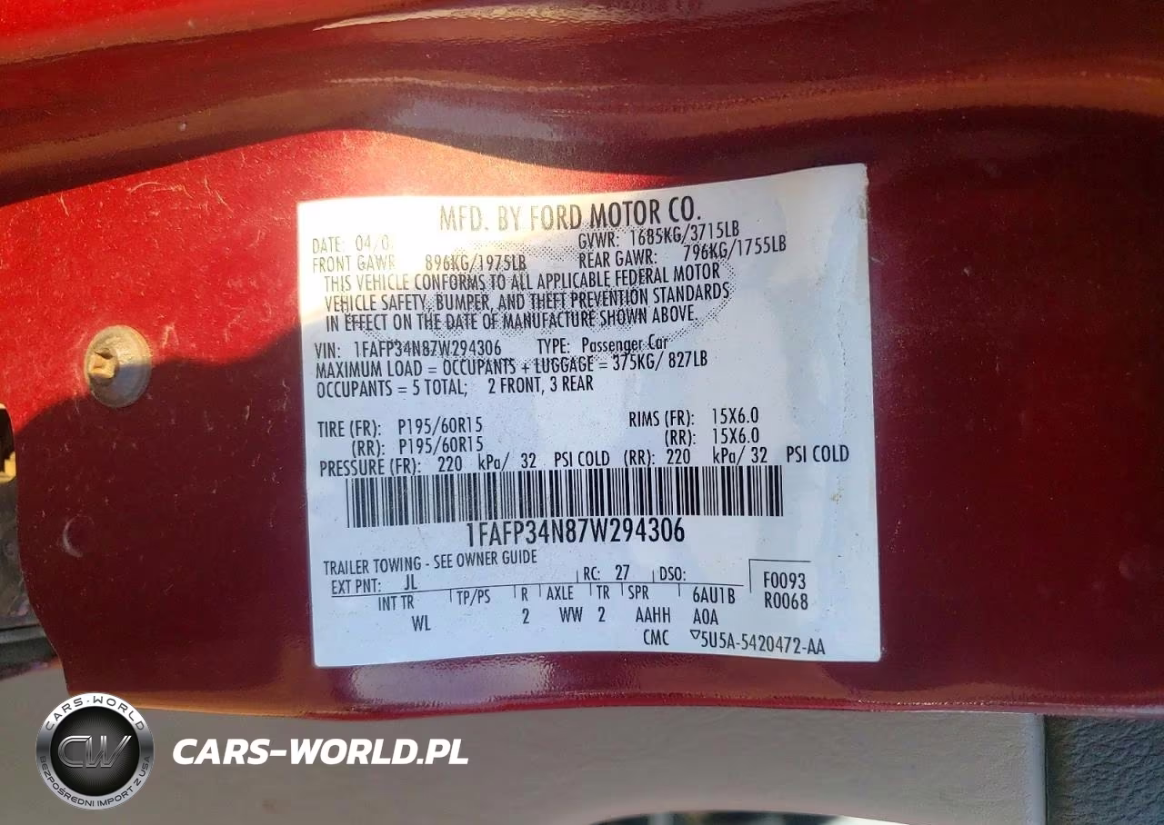 2007 Ford Focus Zx4 VIN:1FAFP34N87W294306 - 13
