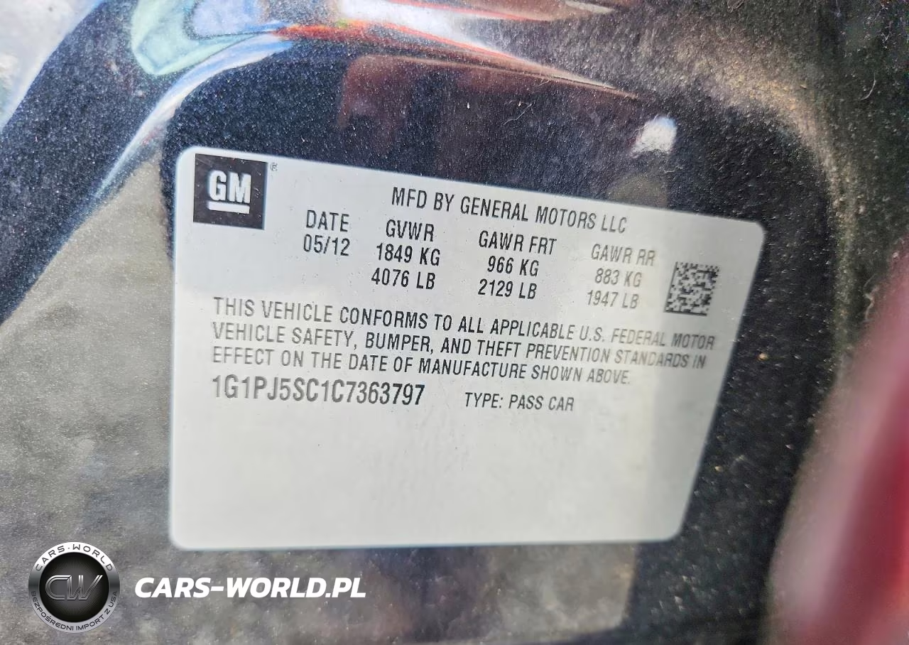 2012 Chevrolet Cruze Eco VIN:1G1PJ5SC1C7363797 - 12