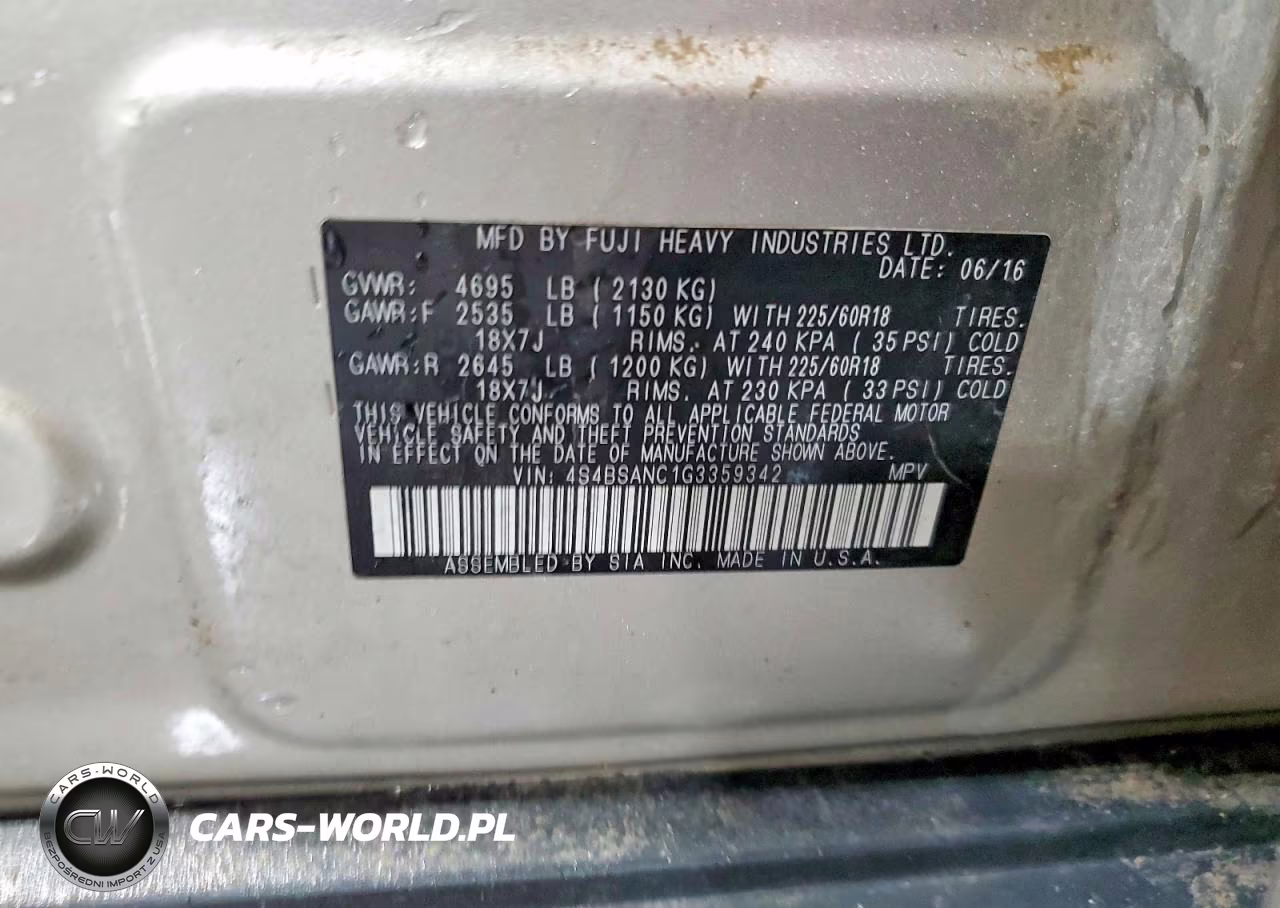 2016 Subaru Outback 2.5I Limited VIN:4S4BSANC1G3359342 - 13