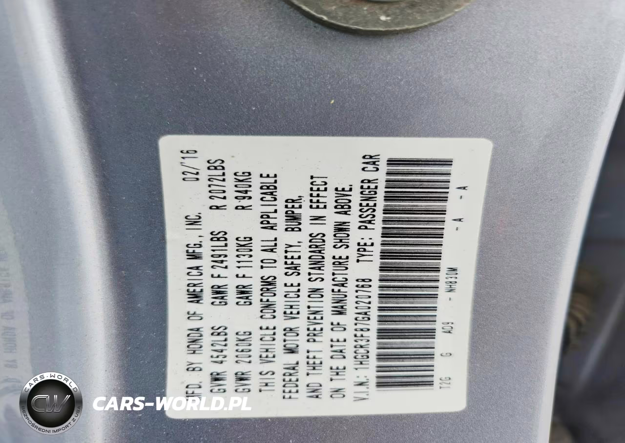 2016 Honda Accord Exl VIN:1HGCR3F87GA020768 - 12