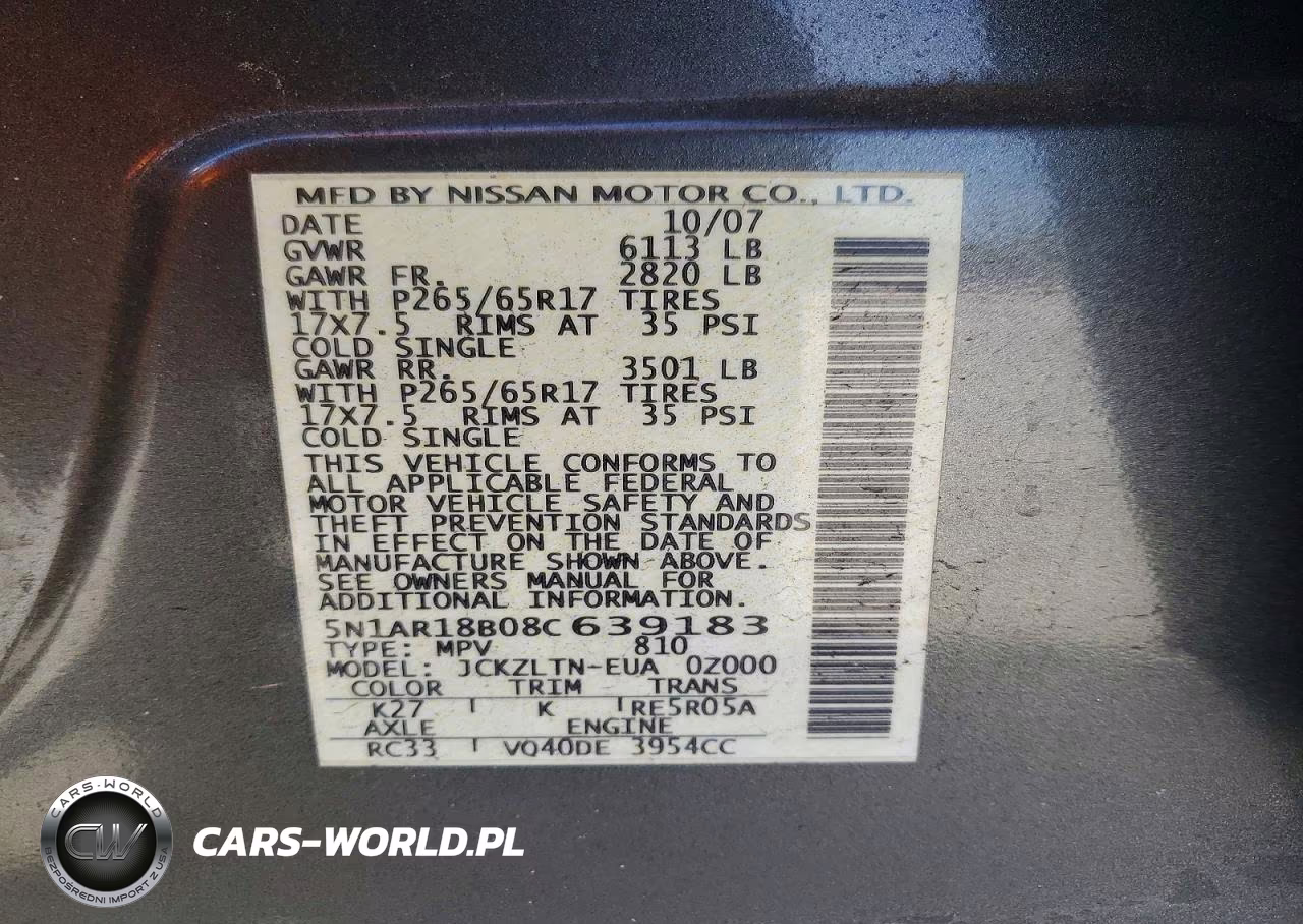 2008 Nissan Pathfinder S VIN:5N1AR18B08C639183 - 13