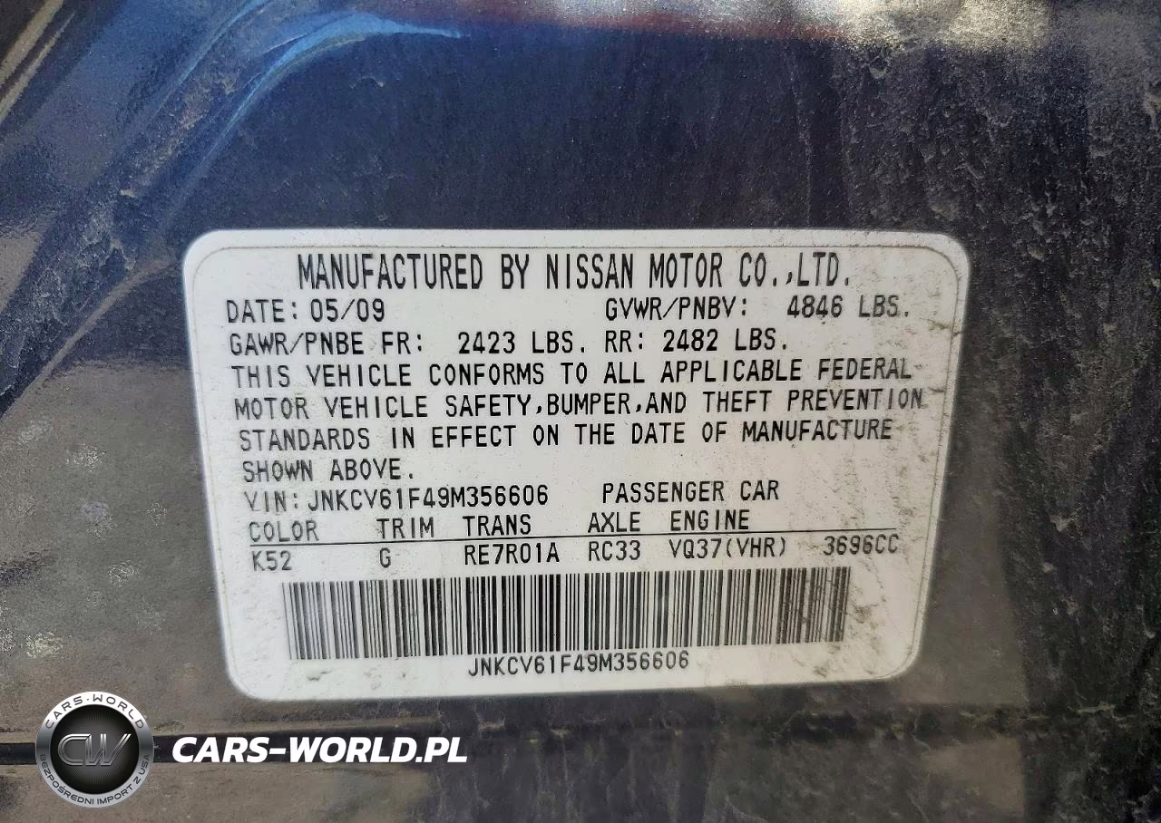 2009 Infiniti G37 Sedan X VIN:JNKCV61F49M356606 - 12