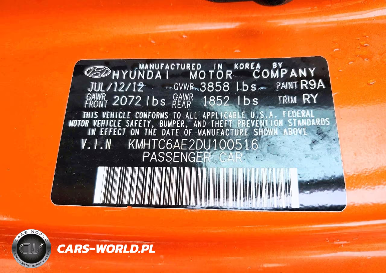 2013 Hyundai Veloster Turbo VIN:KMHTC6AE2DU100516 - 12