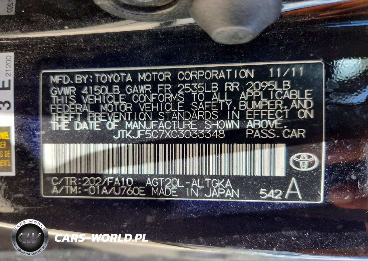 2012 Scion Tc Base VIN:JTKJF5C7XC3033348 - 12
