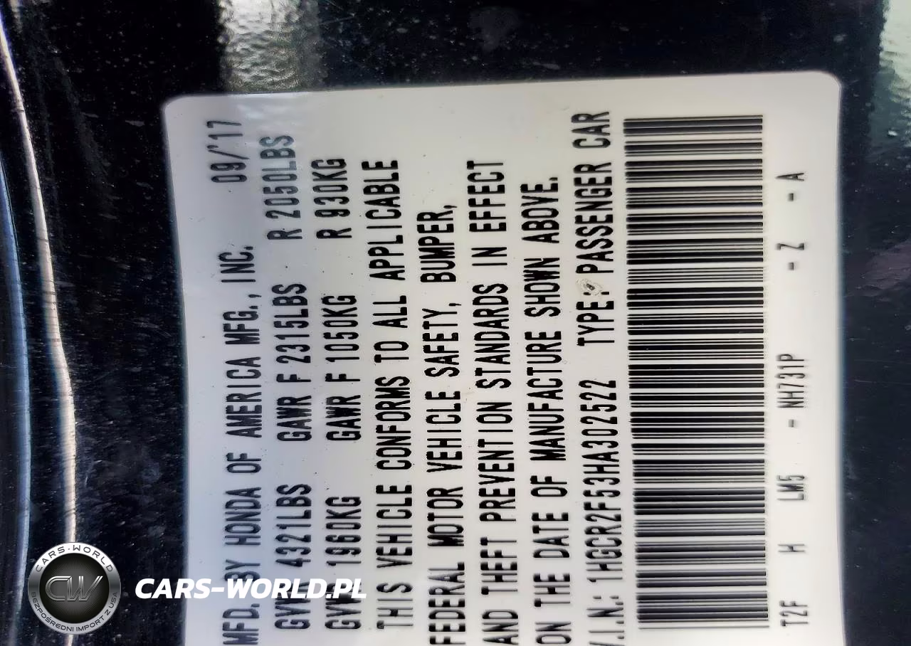 2017 Honda Accord Sport VIN:1HGCR2F53HA302522 - 12