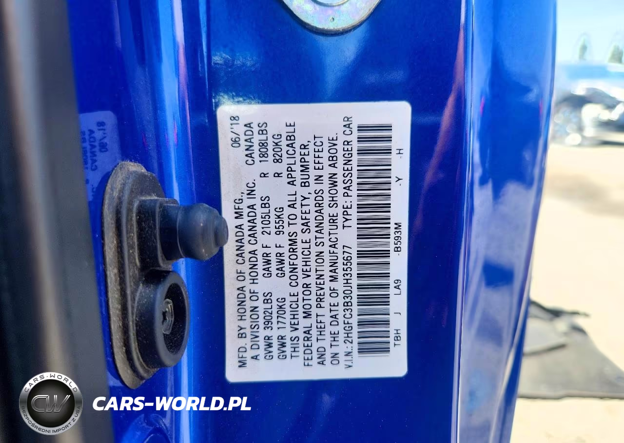 2018 Honda Civic Ex VIN:2HGFC3B30JH355677 - 12