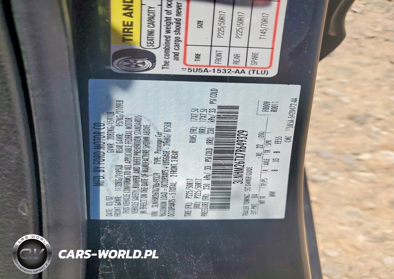 2007 Lincoln Mkz VIN:3LNHM26TX7R649329 - 12