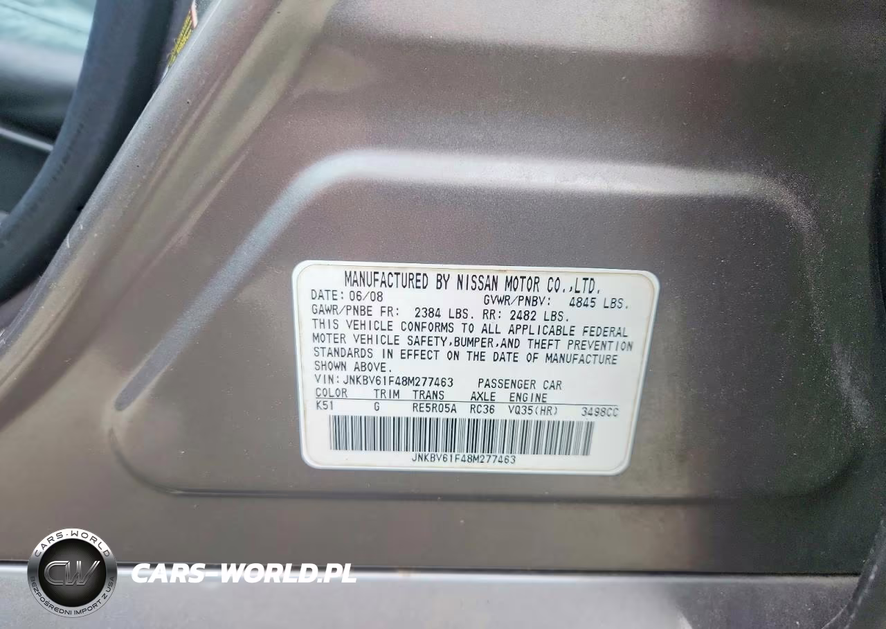 2008 Infiniti G35 X VIN:JNKBV61F48M277463 - 12