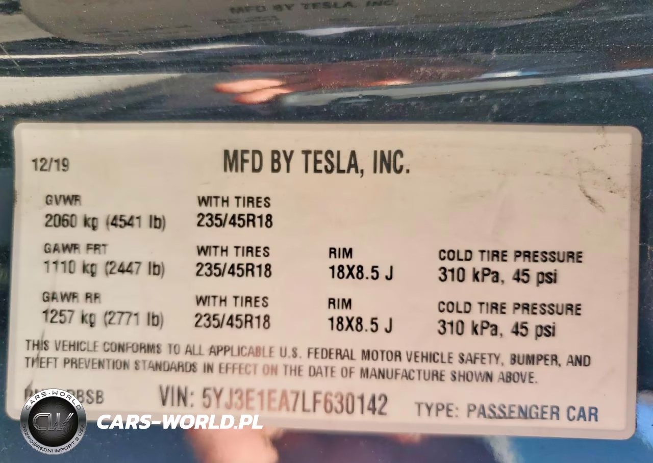 2020 Tesla Model 3 VIN:5YJ3E1EA7LF630142 - 12