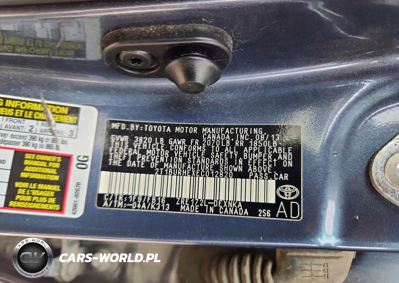 2014 Toyota Corolla Le VIN:2T1BURHEXEC012820 - 12