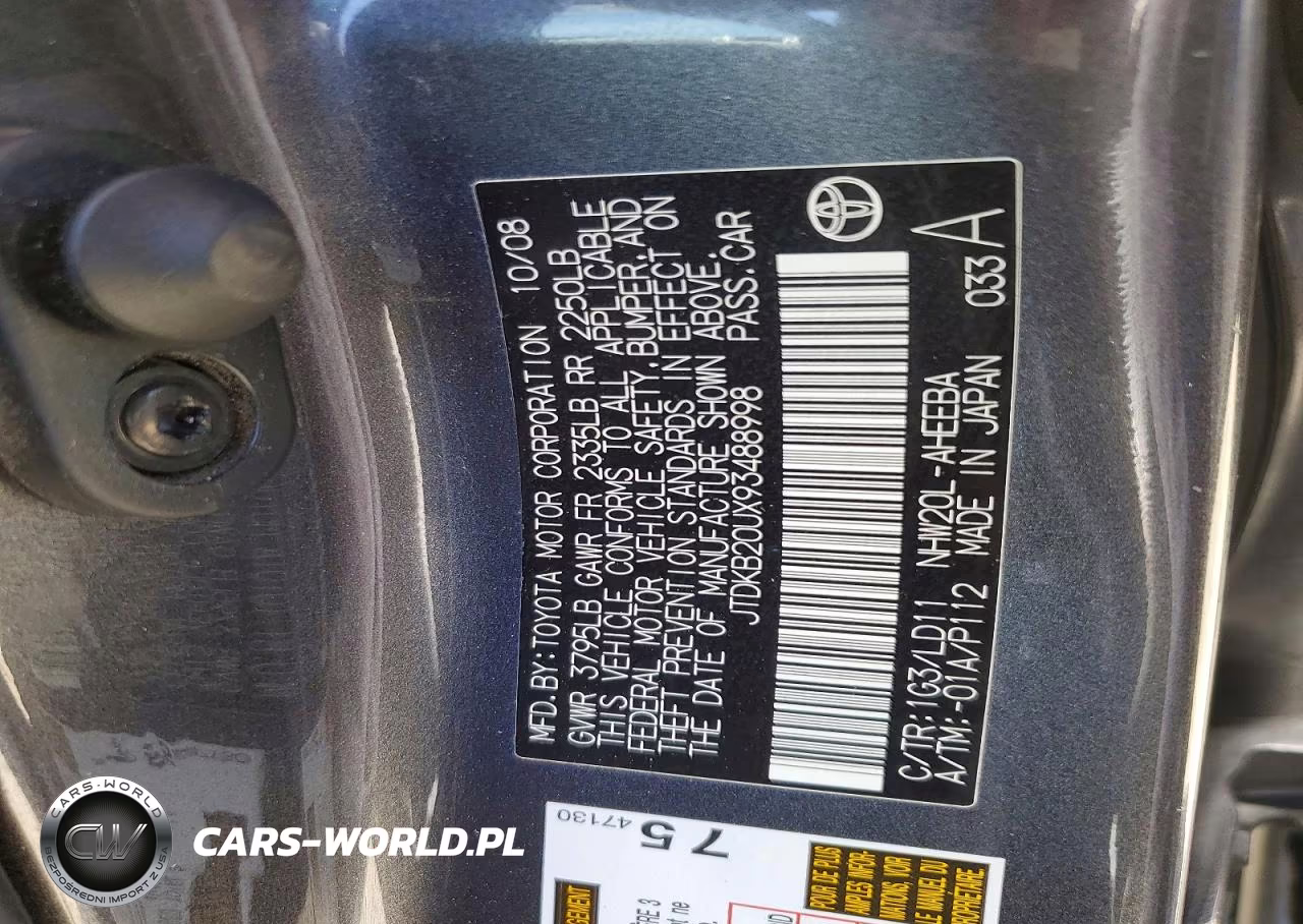 2009 Toyota Prius Base VIN:JTDKB20UX93488998 - 12