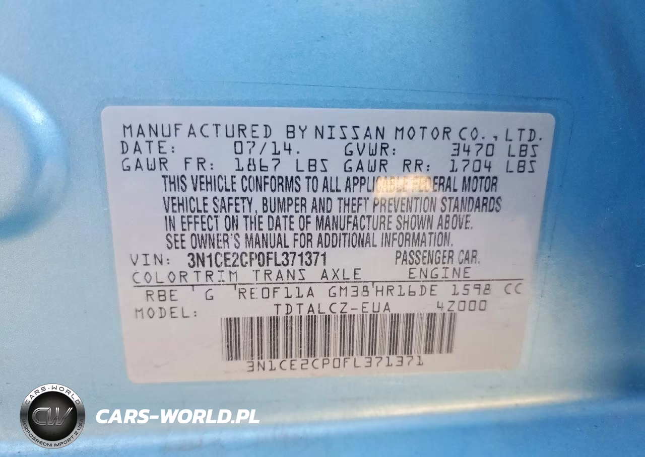 2015 Niss Versa VIN:3N1CE2CP0FL371371 - 12