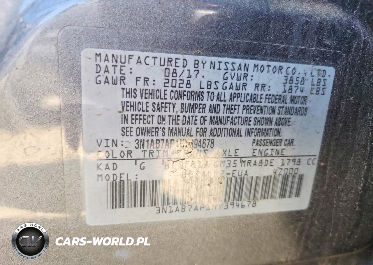 2017 Nissan Sentra Sr VIN:3N1AB7AP1HY394678 - 12