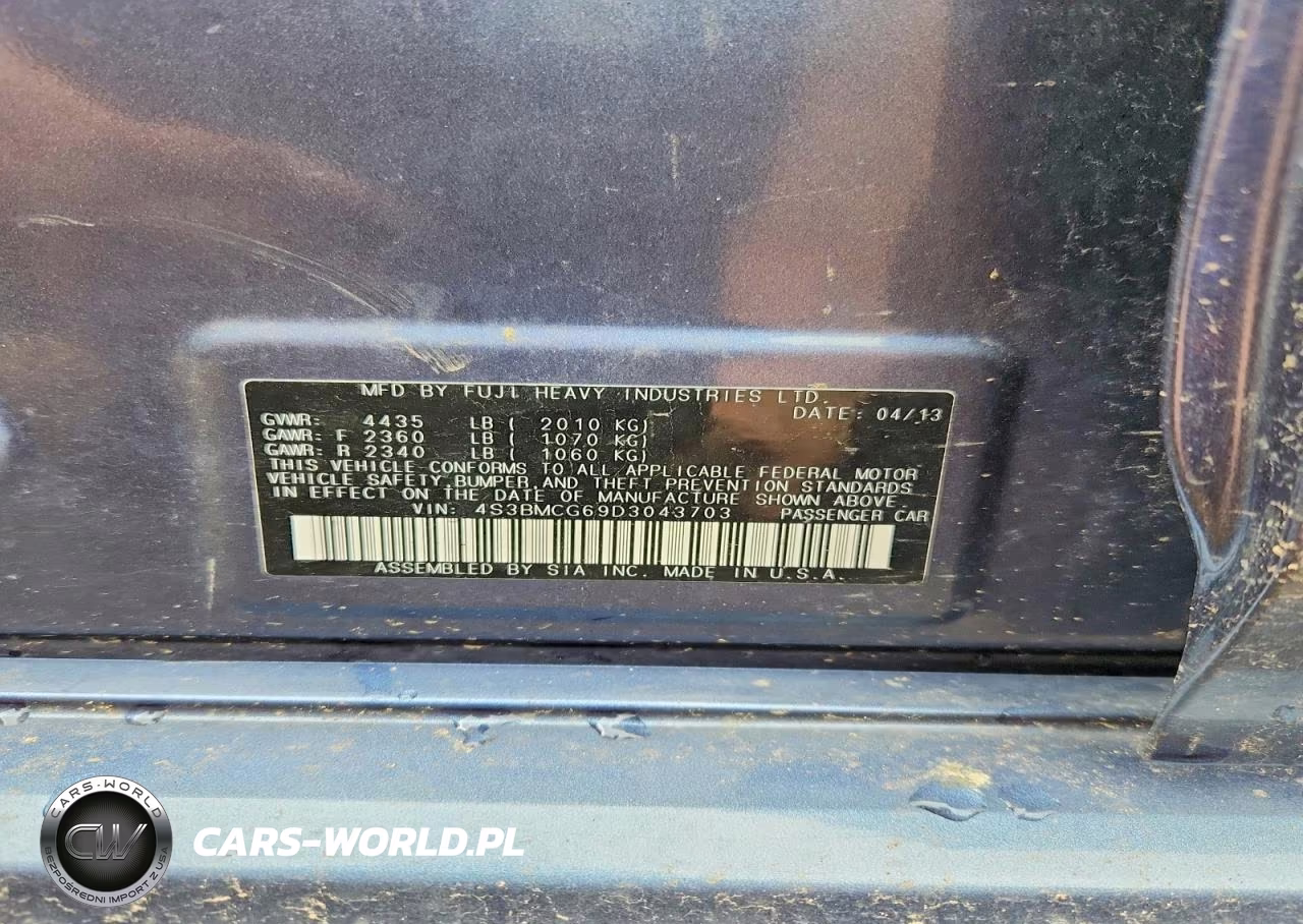 2013 Subaru Legacy 2.5I Premium VIN:4S3BMCG69D3043703 - 12