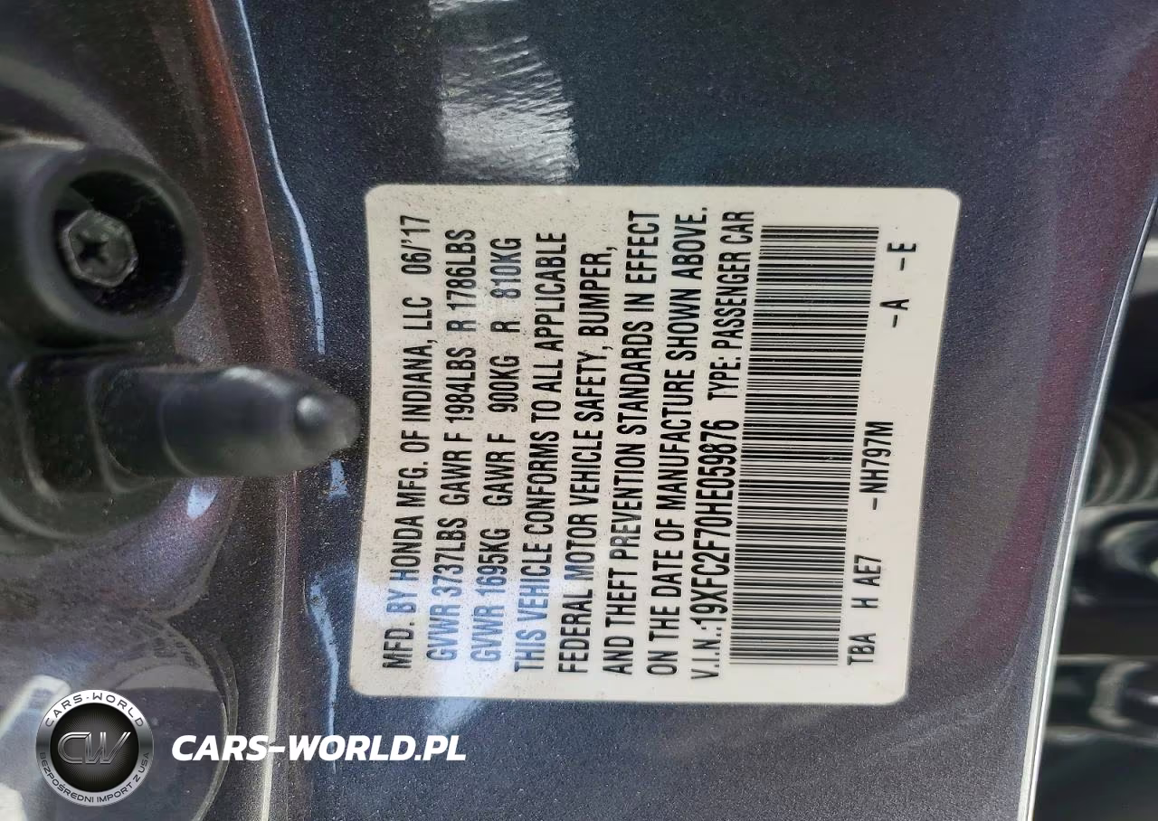 2017 Honda Civic Ex VIN:19XFC2F70HE059876 - 12