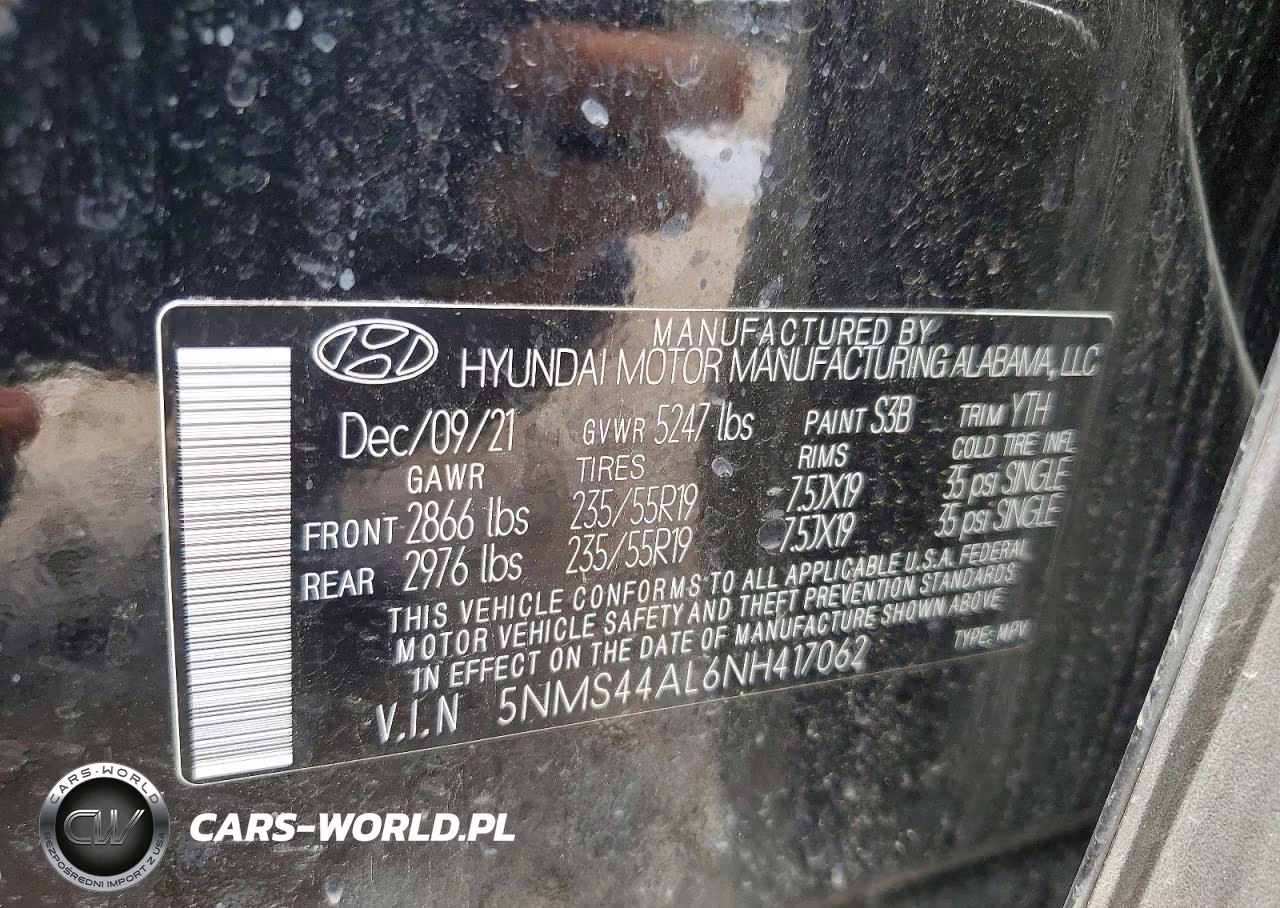 2022 Hyundai Santa Fe Limited VIN:5NMS44AL6NH417062 - 13