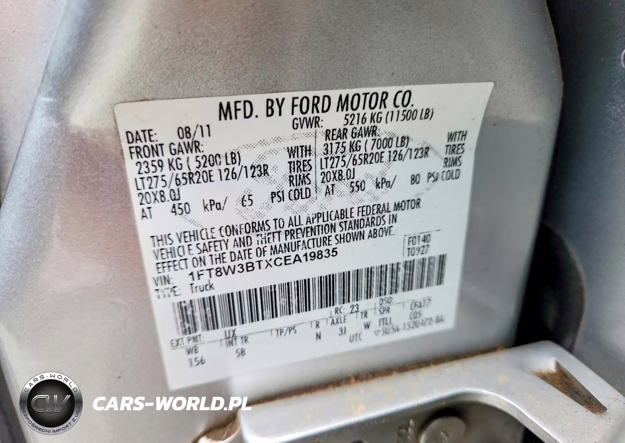 2012 Ford F350 Super Duty VIN:1FT8W3BTXCEA19835 - 12