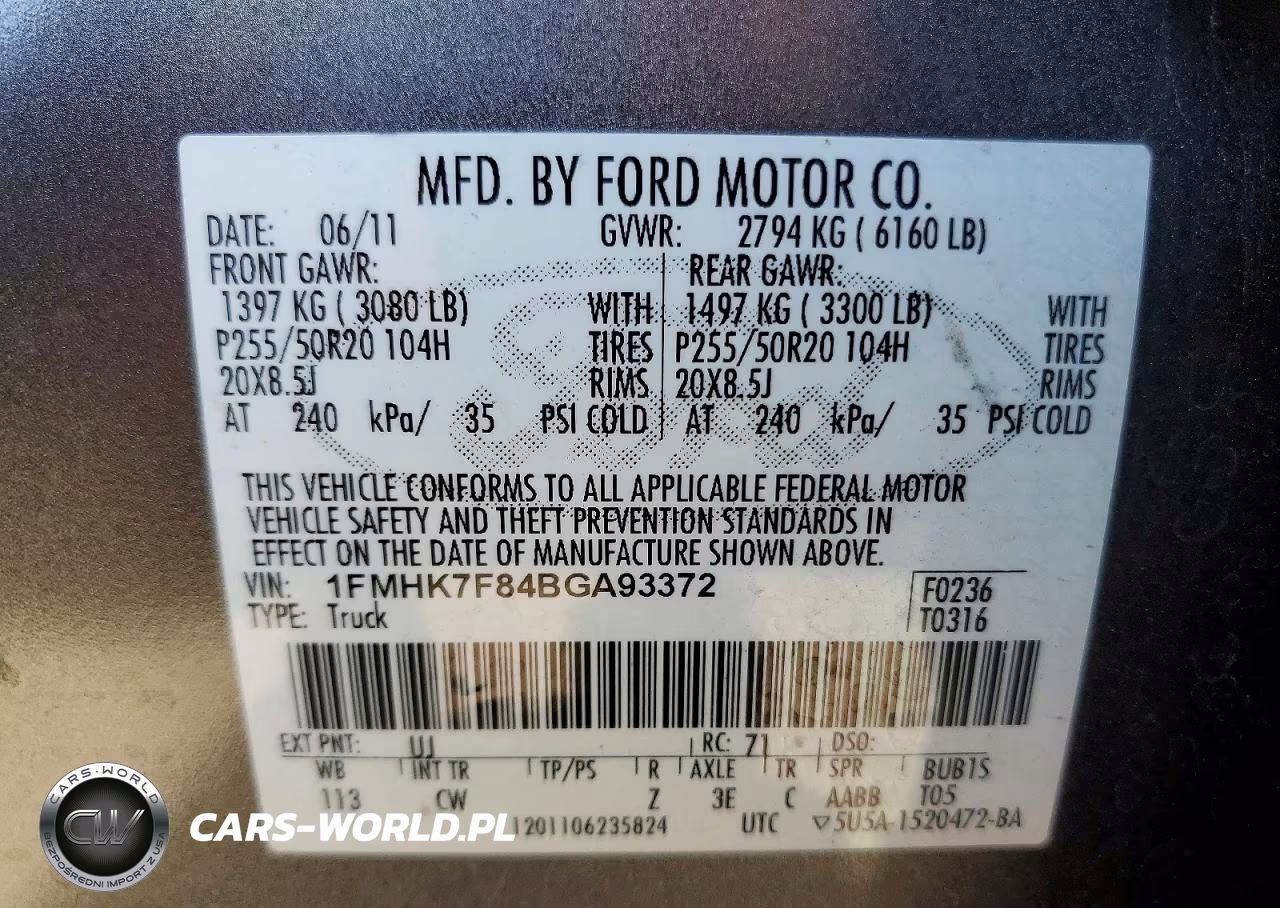 2011 Ford Explorer Limited VIN:1FMHK7F84BGA93372 - 14