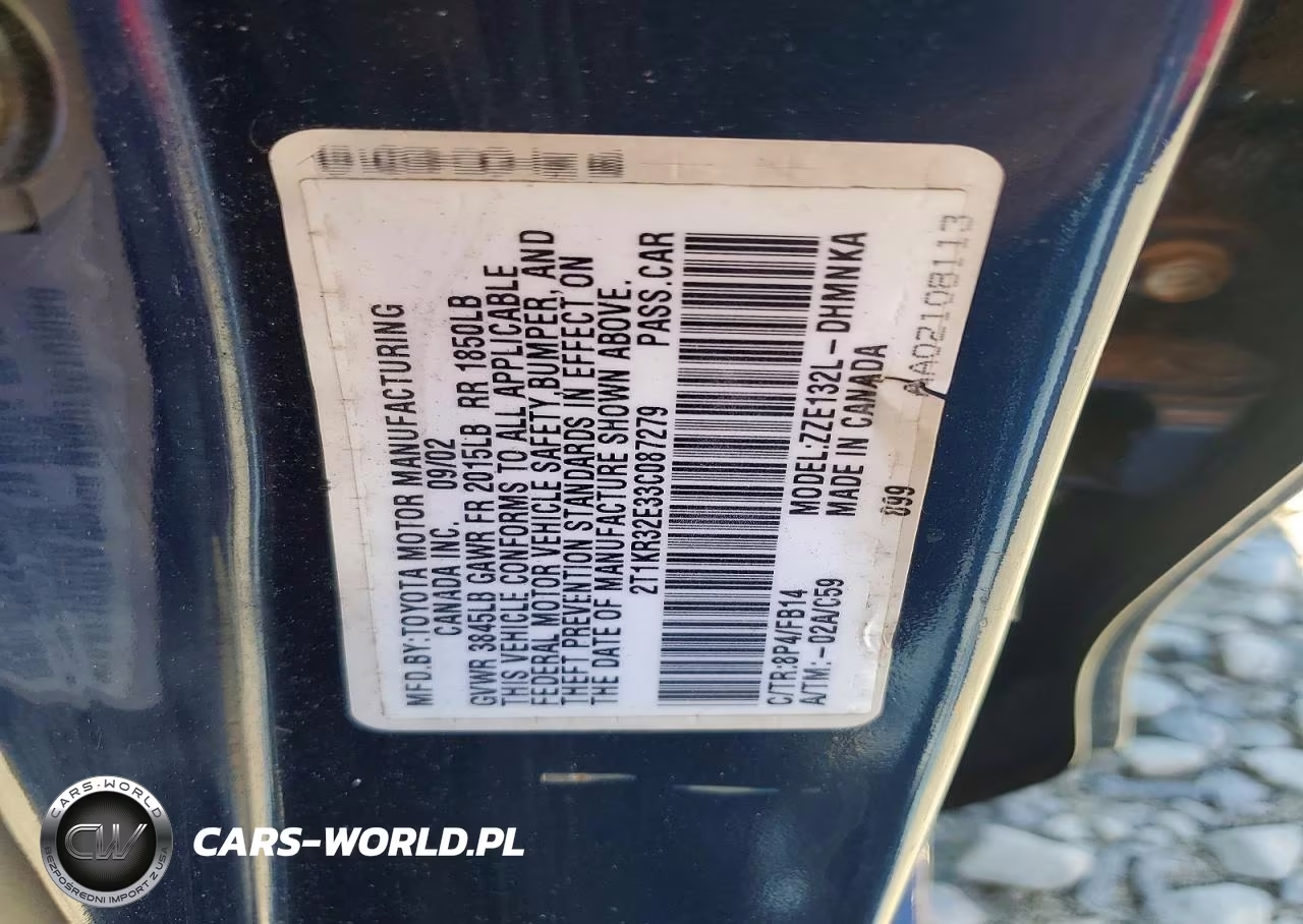 2003 Toyota Corolla Matrix Xr VIN:2T1KR32E33C087279 - 12