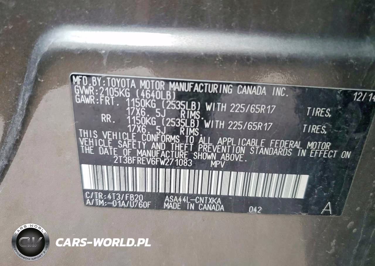 2015 Toyota Rav4 Le VIN:2T3BFREV6FW271083 - 13