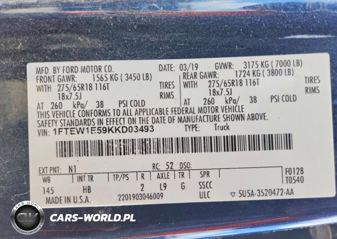 2019 Ford F150 Supercrew VIN:1FTEW1E59KKD03493 - 12