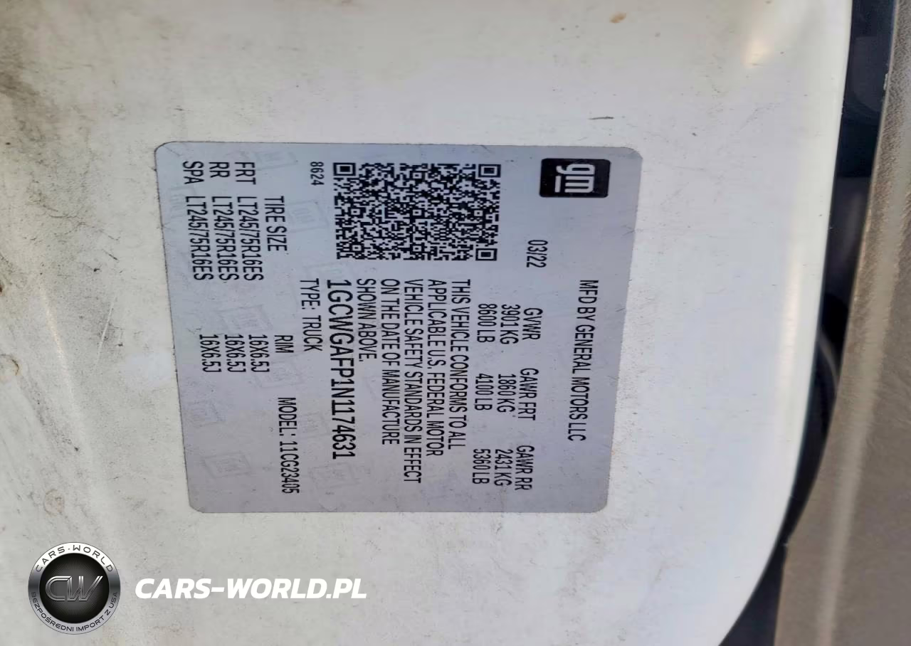 2022 Chevrolet Express G2500 VIN:1GCWGAFP1N1174631 - 12