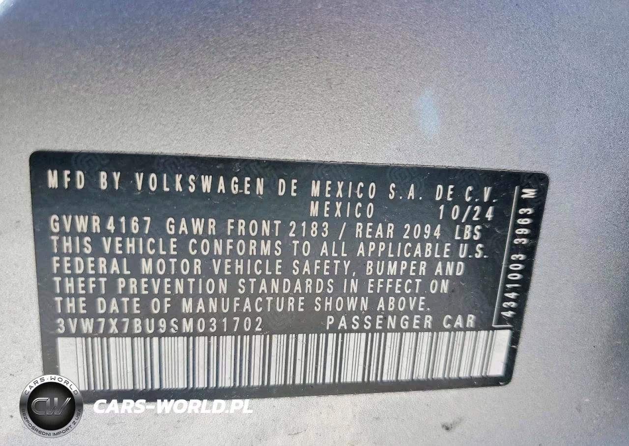 2025 Volkswagen Jetta Se VIN:3VW7X7BU9SM031702 - 12