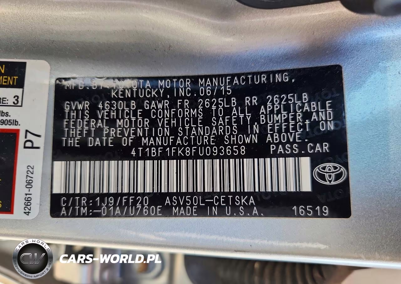 2015 Toyota Camry Se VIN:4T1BF1FK8FU093658 - 13