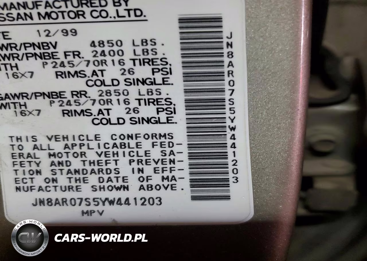 2000 Nissan Pathfinder Xe VIN:JN8AR07S5YW441203 - 14