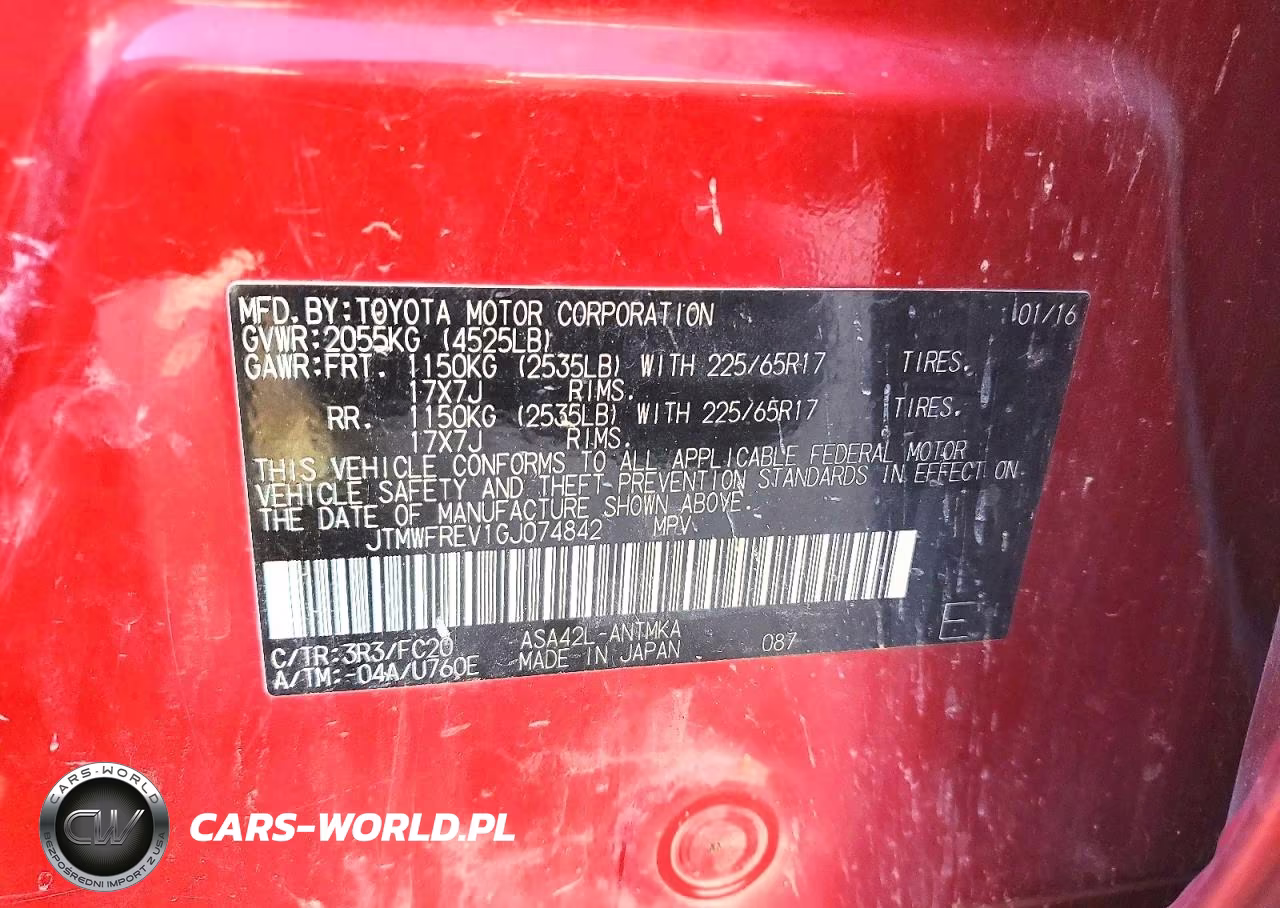 2016 Toyota Rav4 Xle VIN:JTMWFREV1GJ074842 - 13