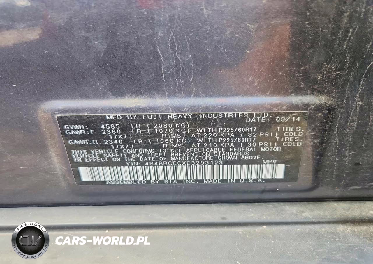 2014 Subaru Outback 2.5I Premium VIN:4S4BRCCCXE3293123 - 13