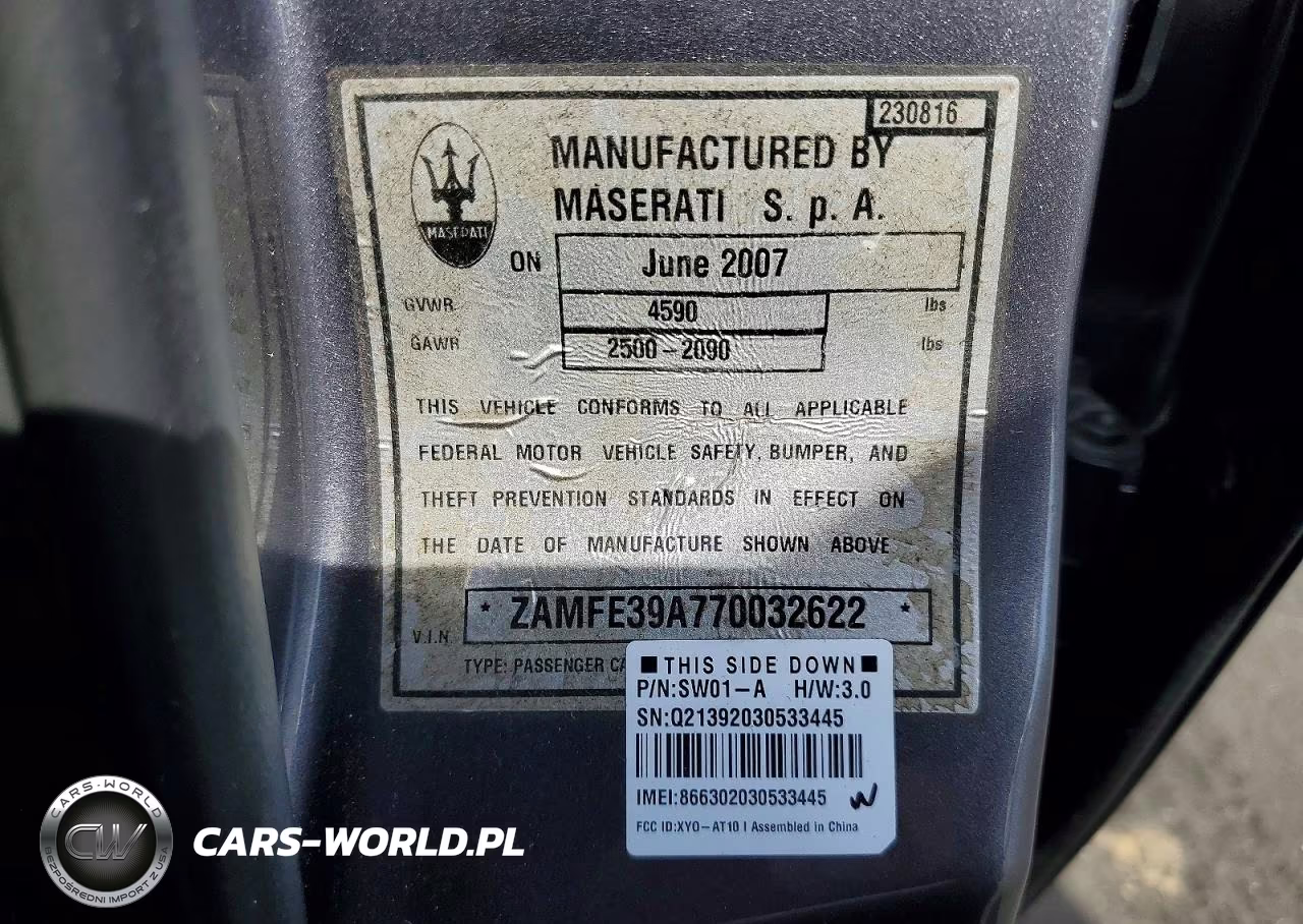 2007 Maserati Quattroporte M139 VIN:ZAMFE39A770032622 - 12