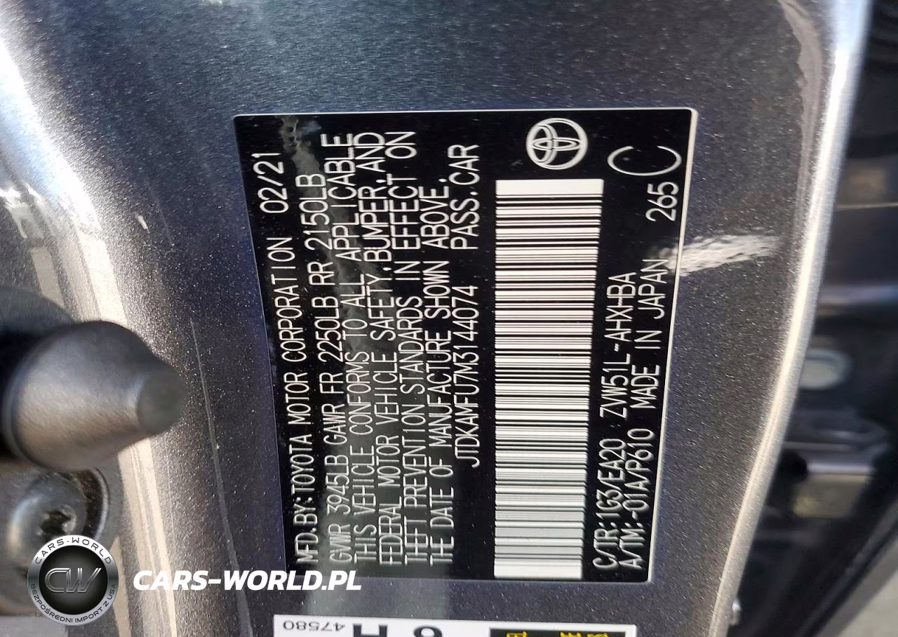 2021 Toyota Prius L Eco VIN:JTDKAMFU7M3144074 - 12