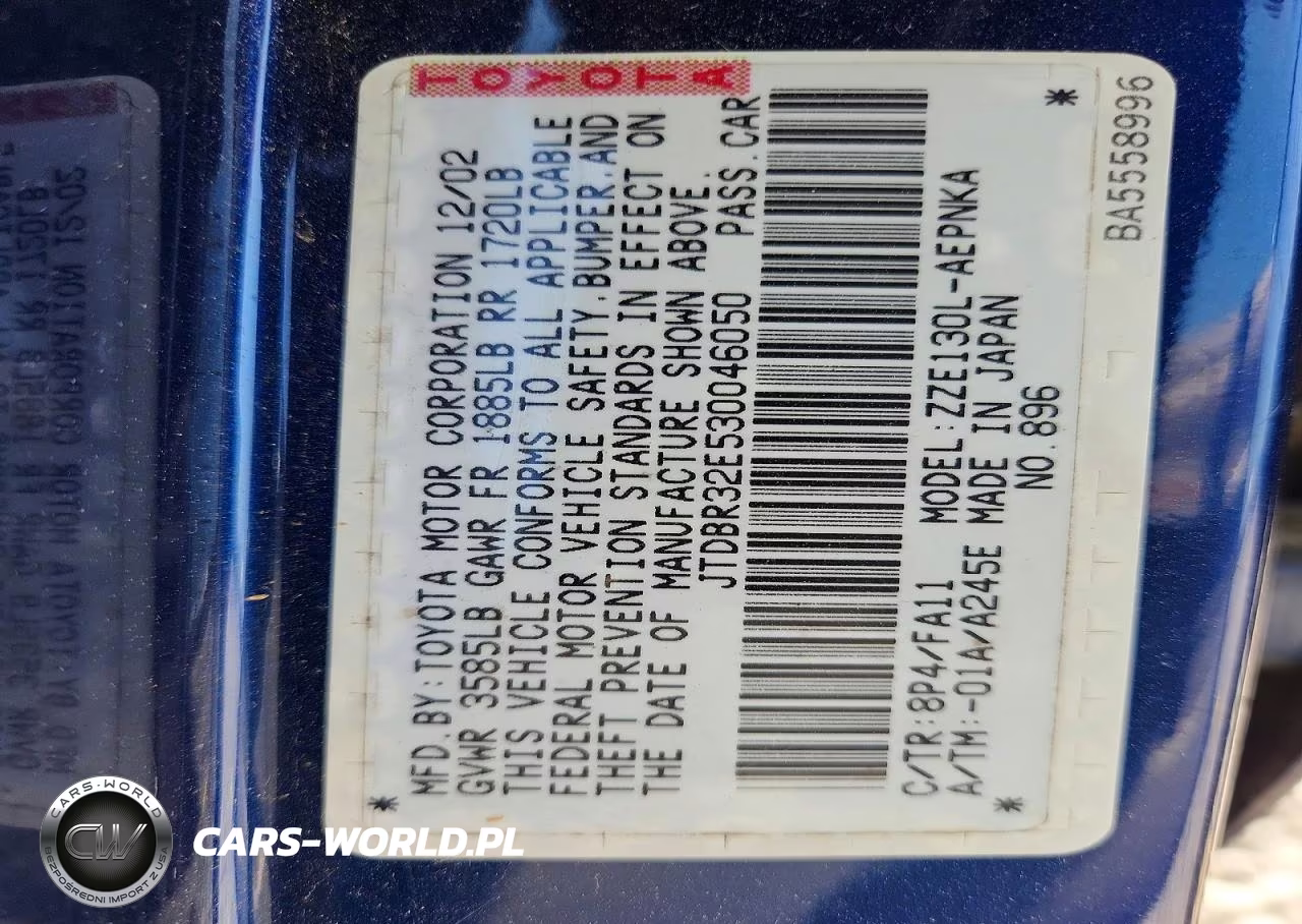 2003 Toyota Corolla Le VIN:JTDBR32E530046050 - 12