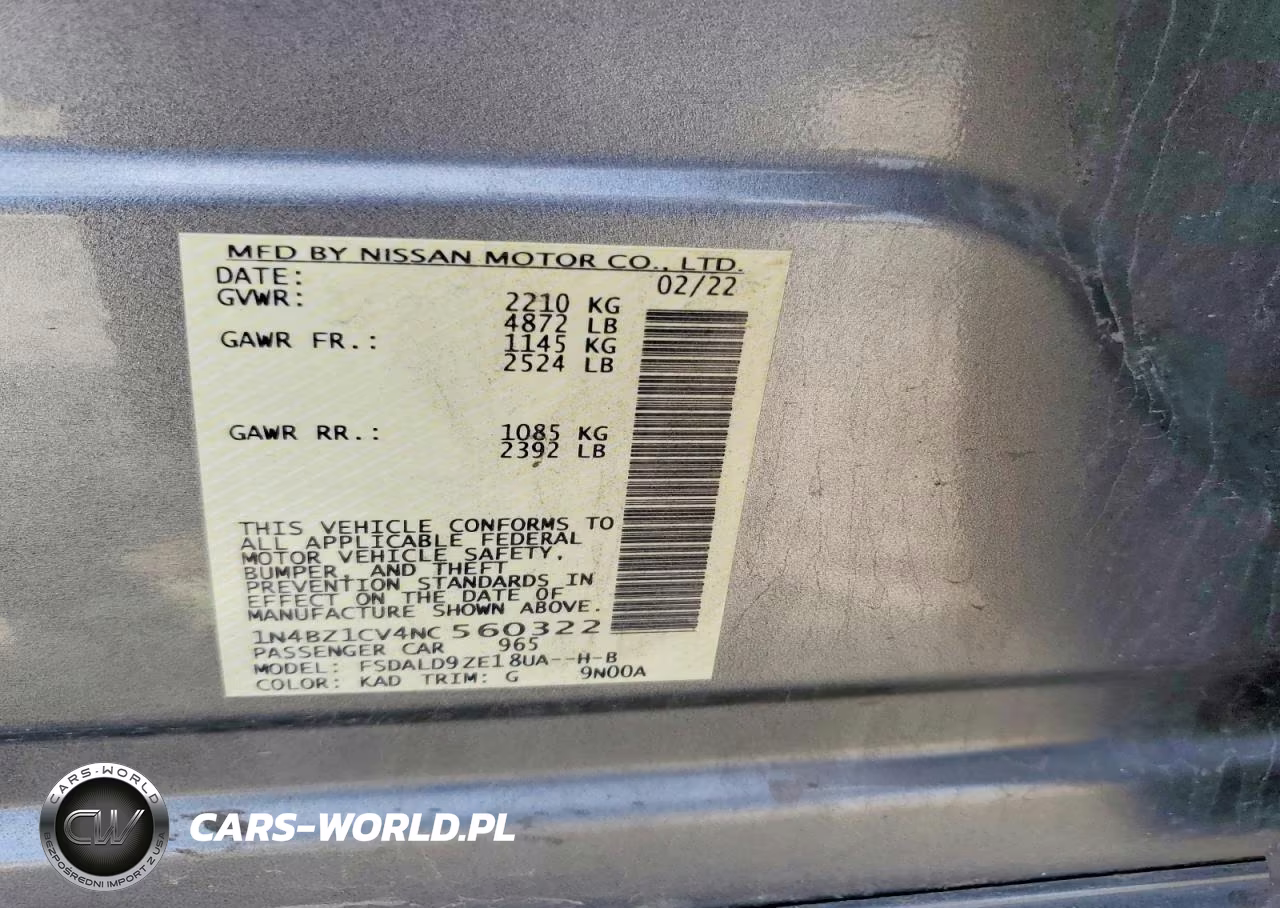 2022 Nissan Leaf Sv Plus VIN:1N4BZ1CV4NC560322 - 12