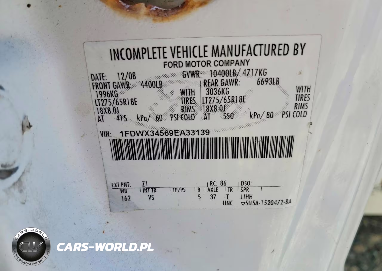 2009 Ford F350 Super Duty VIN:1FDWX34569EA33139 - 12