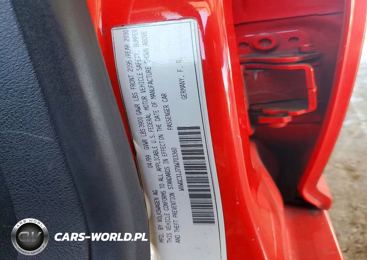 1999 Volkswagen Golf Gls VIN:WVWGC31J7XW703360 - 12