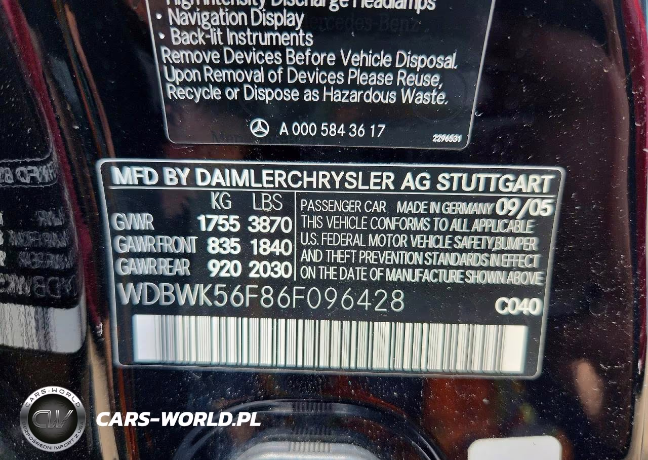 2006 Mercedes-Benz Slk 350 VIN:WDBWK56F86F096428 - 12