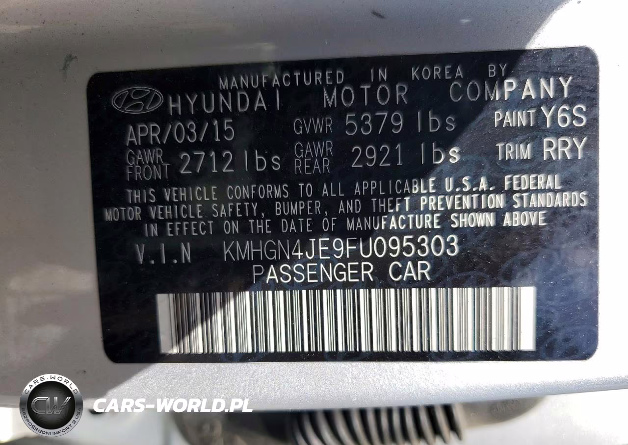 2015 Hyundai Genesis 3.8L VIN:KMHGN4JE9FU095303 - 12
