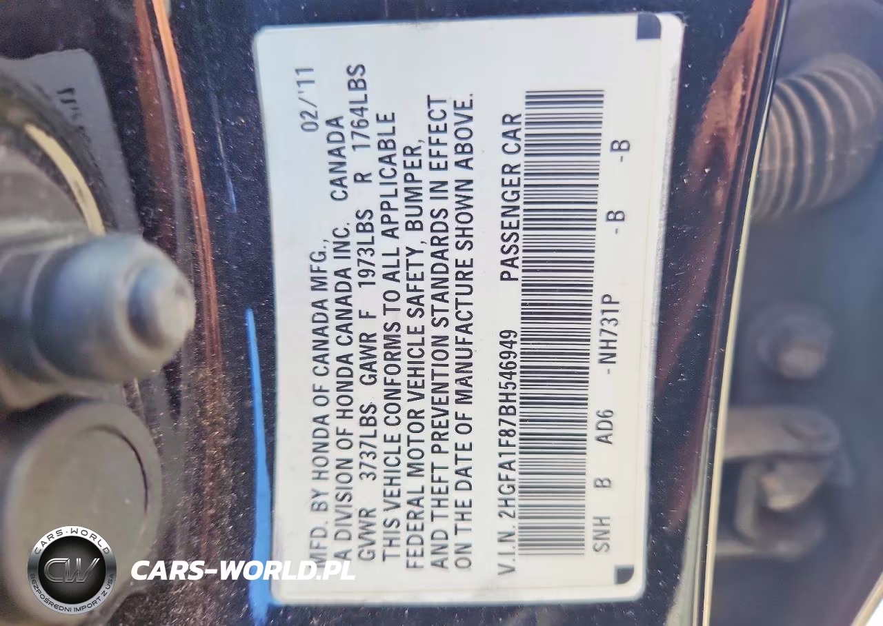 2011 Honda Civic Ex VIN:2HGFA1F87BH546949 - 12