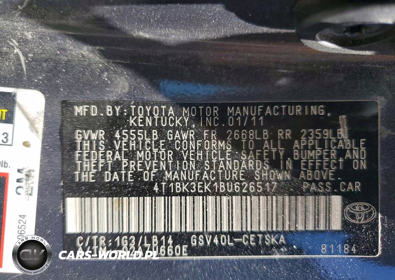 2011 Toyota Camry Se V6 VIN:4T1BK3EK1BU626517 - 12