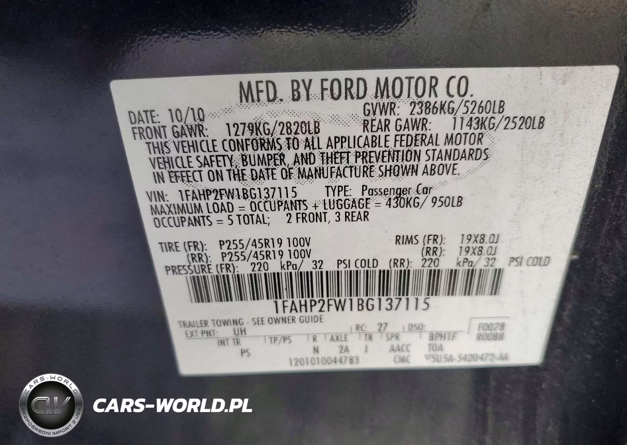2011 Ford Taurus Limited VIN:1FAHP2FW1BG137115 - 12