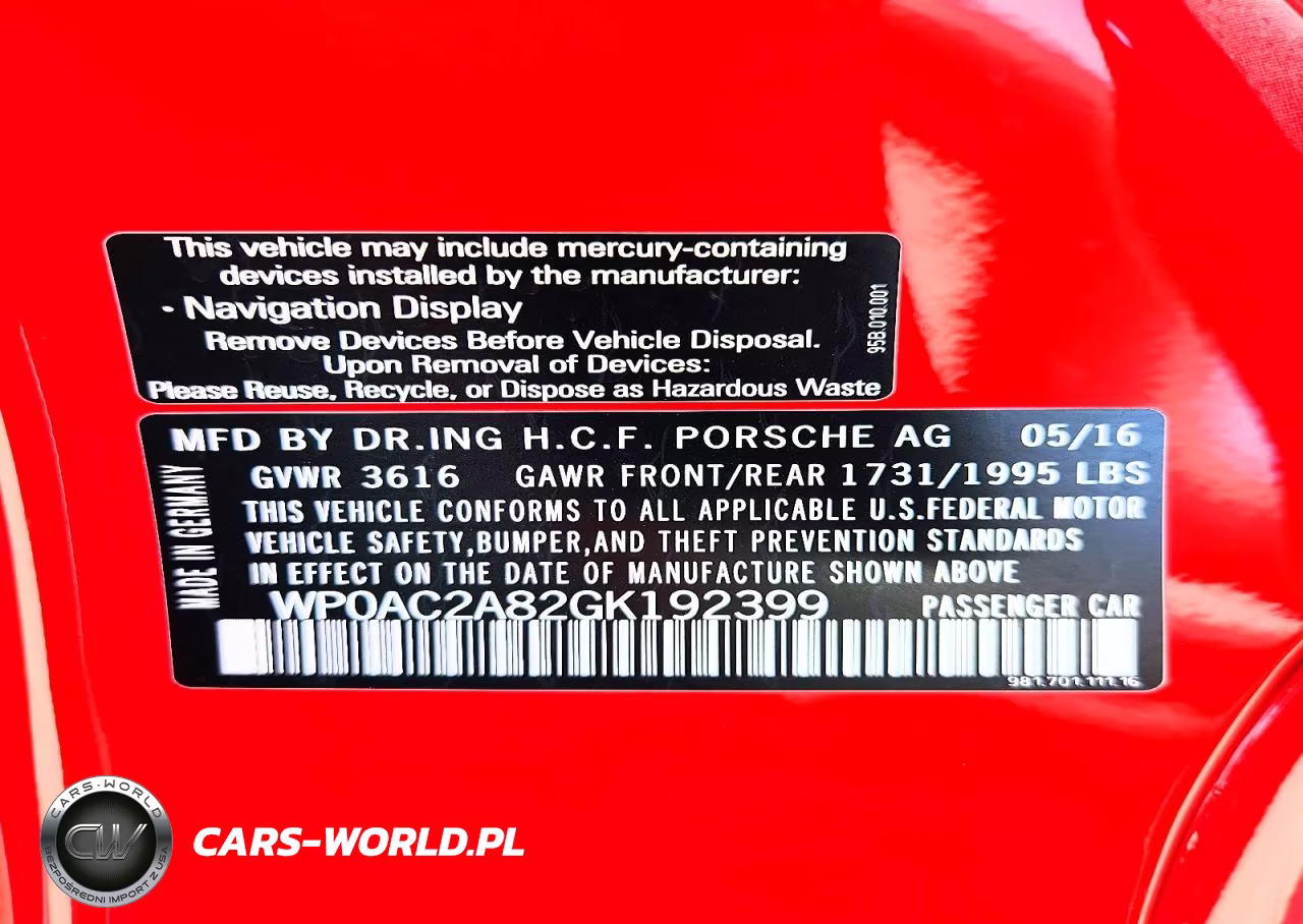 2016 Porsche Cayman Gt4 VIN:WP0AC2A82GK192399 - 13